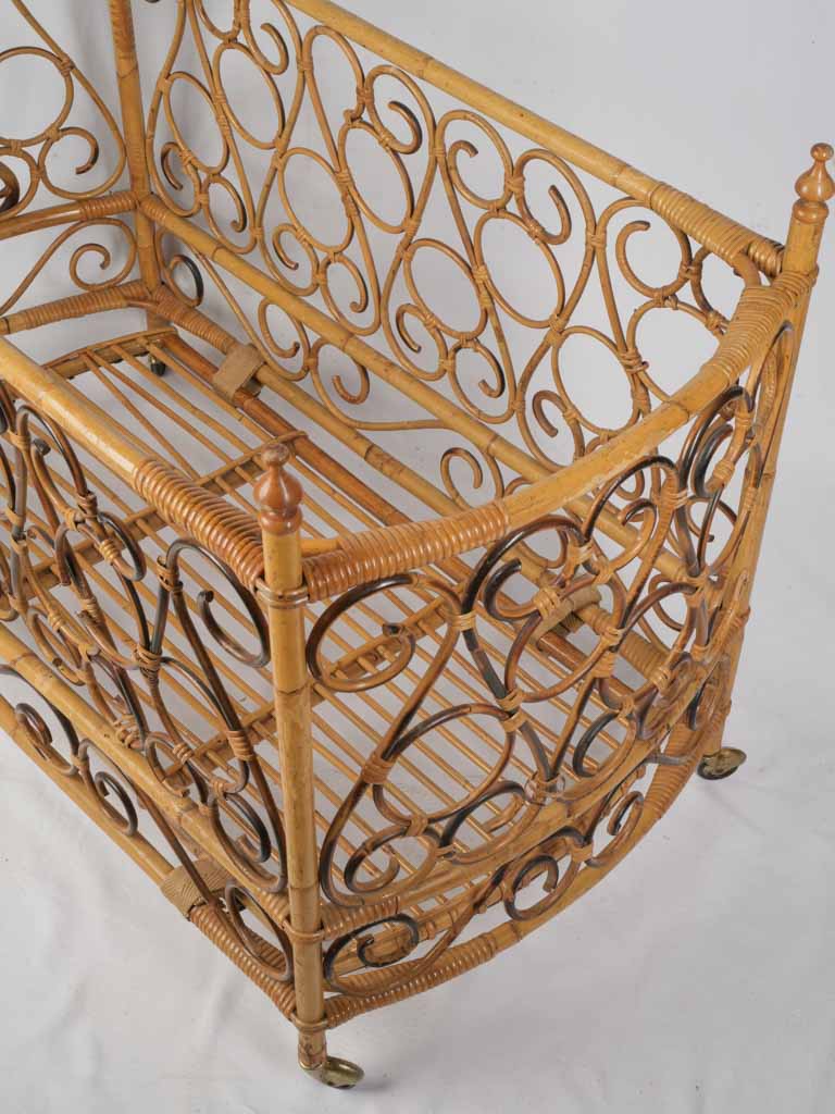 Elegant mid-century rattan cradle