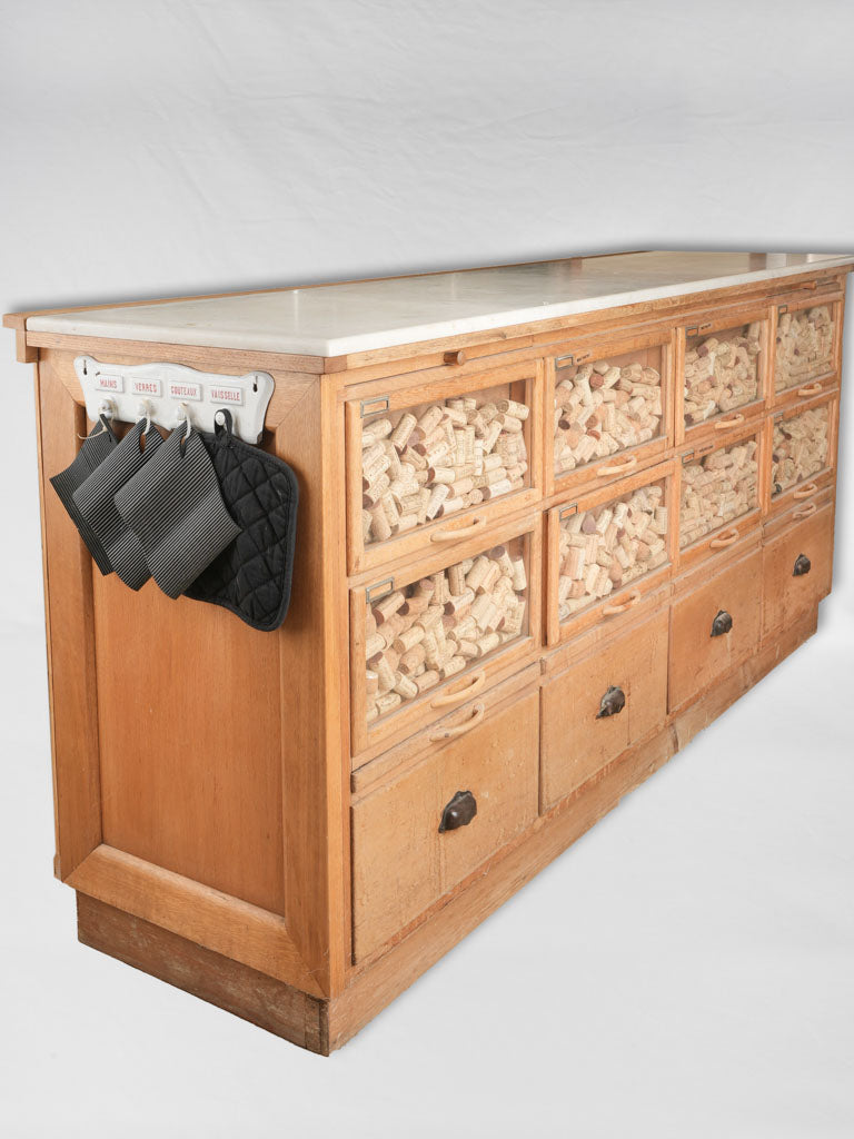 Vintage marble-top grain counter