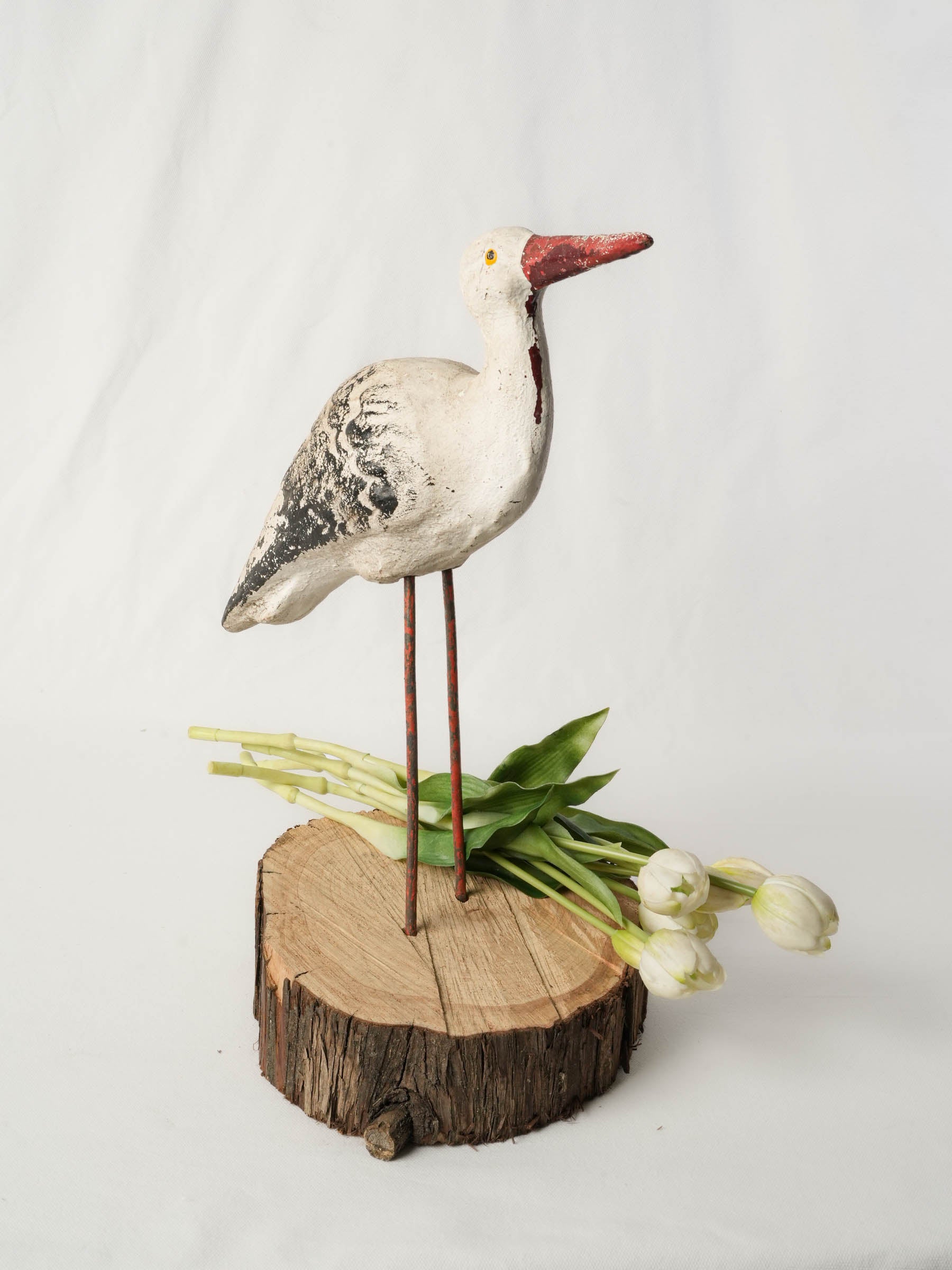 Vintage French concrete stork figure