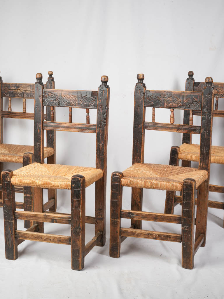 Rustic, timeworn, wooden folk art chairs