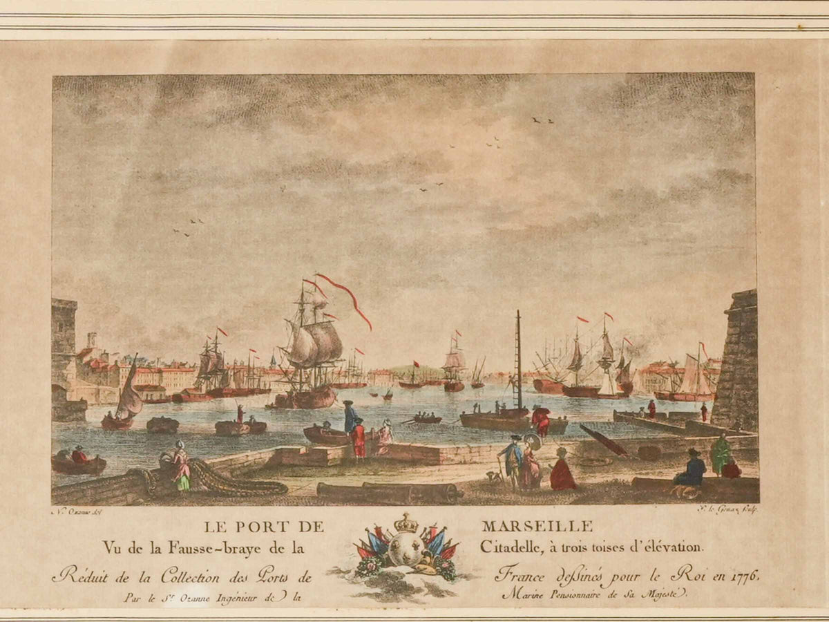 Giltwood Framed Port Illustration