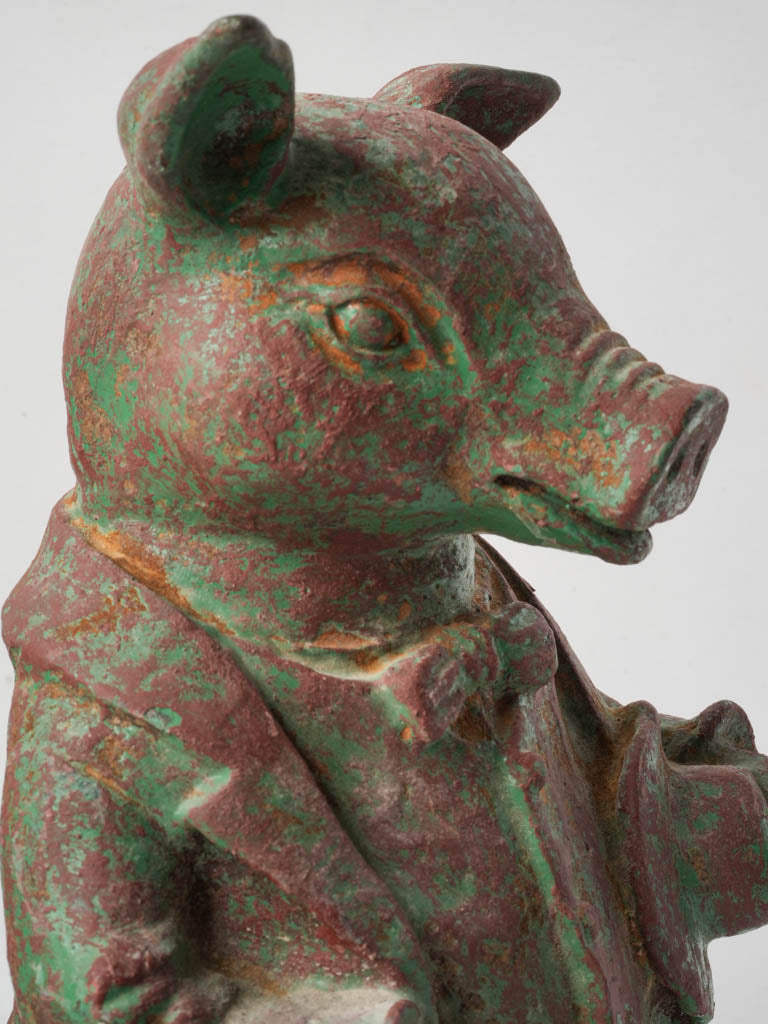 Pair of Cast Iron Dressed Pig Figurines - 10¼"