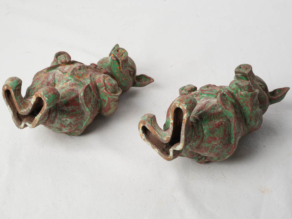 Pair of Cast Iron Dressed Pig Figurines - 10¼"