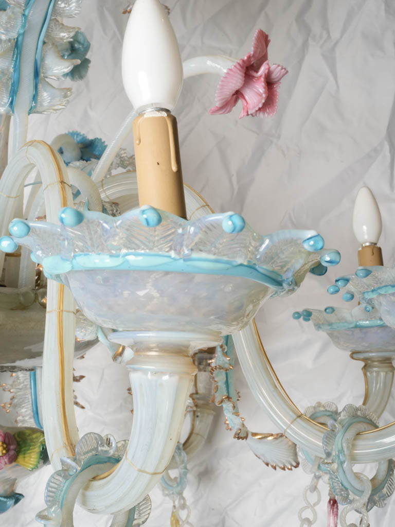 Charming pink-embellished glass chandelier