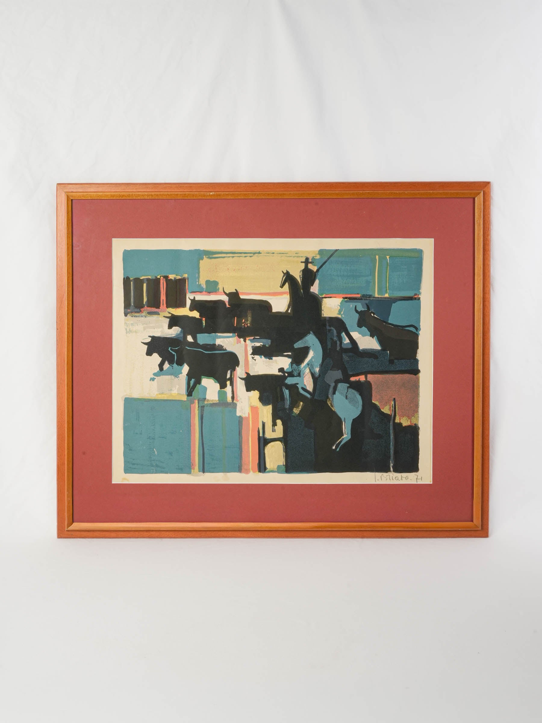 Vintage signed lithograph art piece