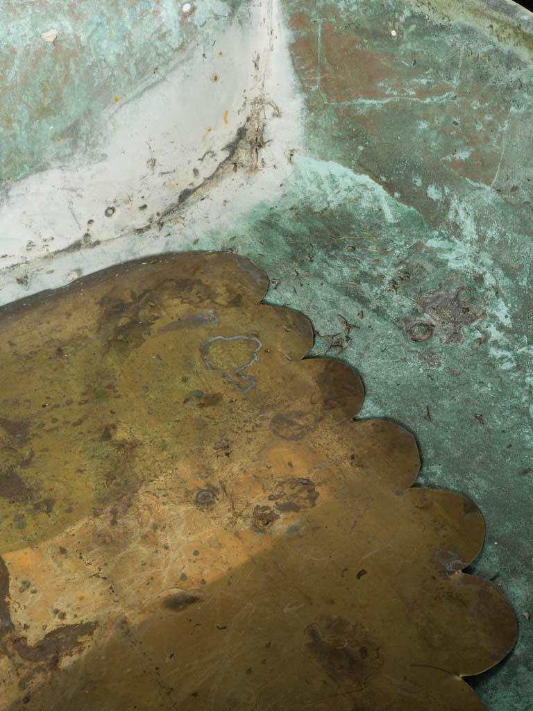 Verdigris patina metal plant stand