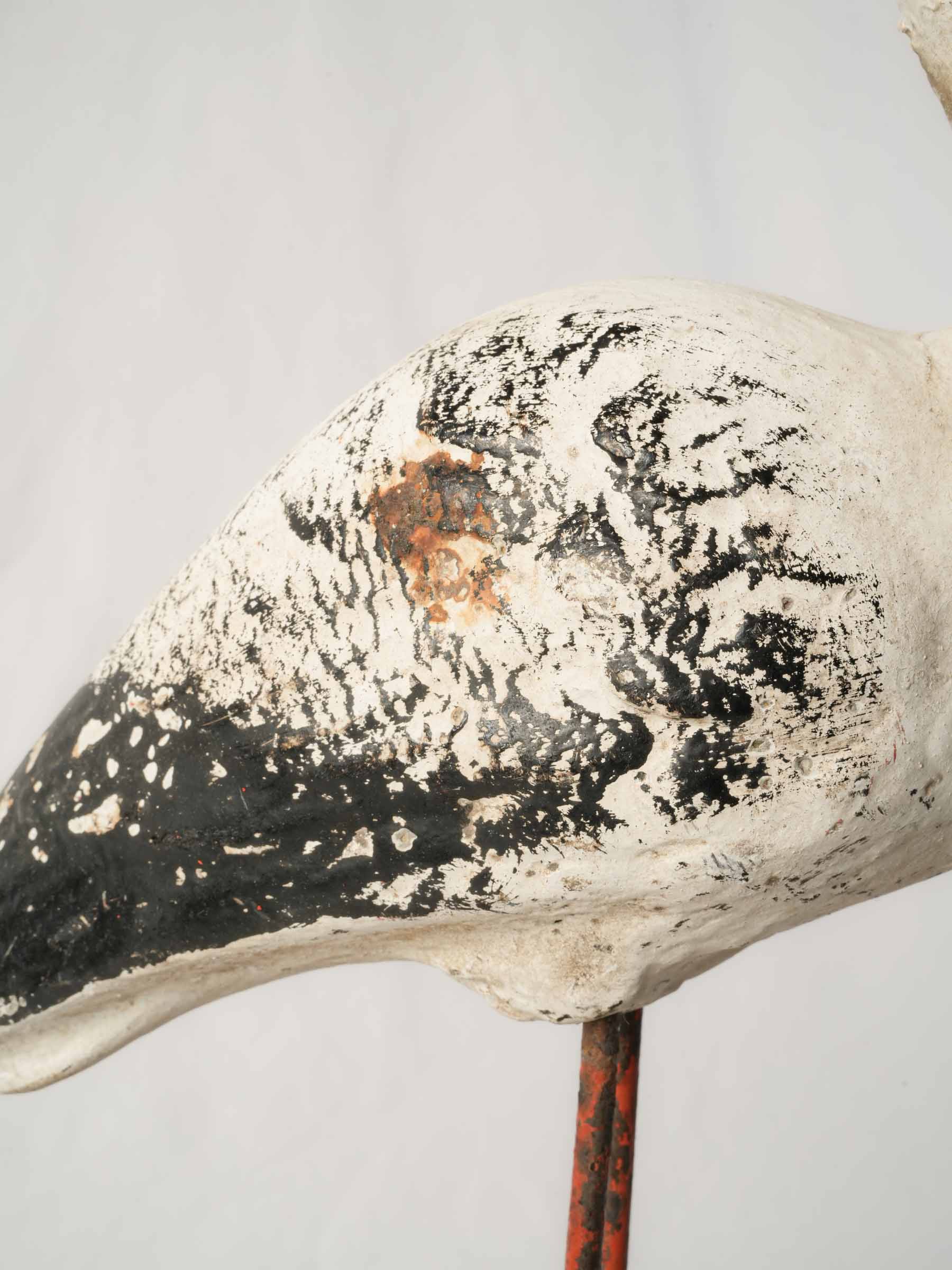 Vintage French Hand-Painted Concrete Garden Stork, 1960s - 19¾"