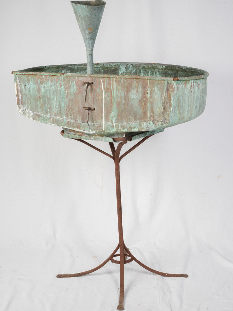 Patinated oxidized copper planter
