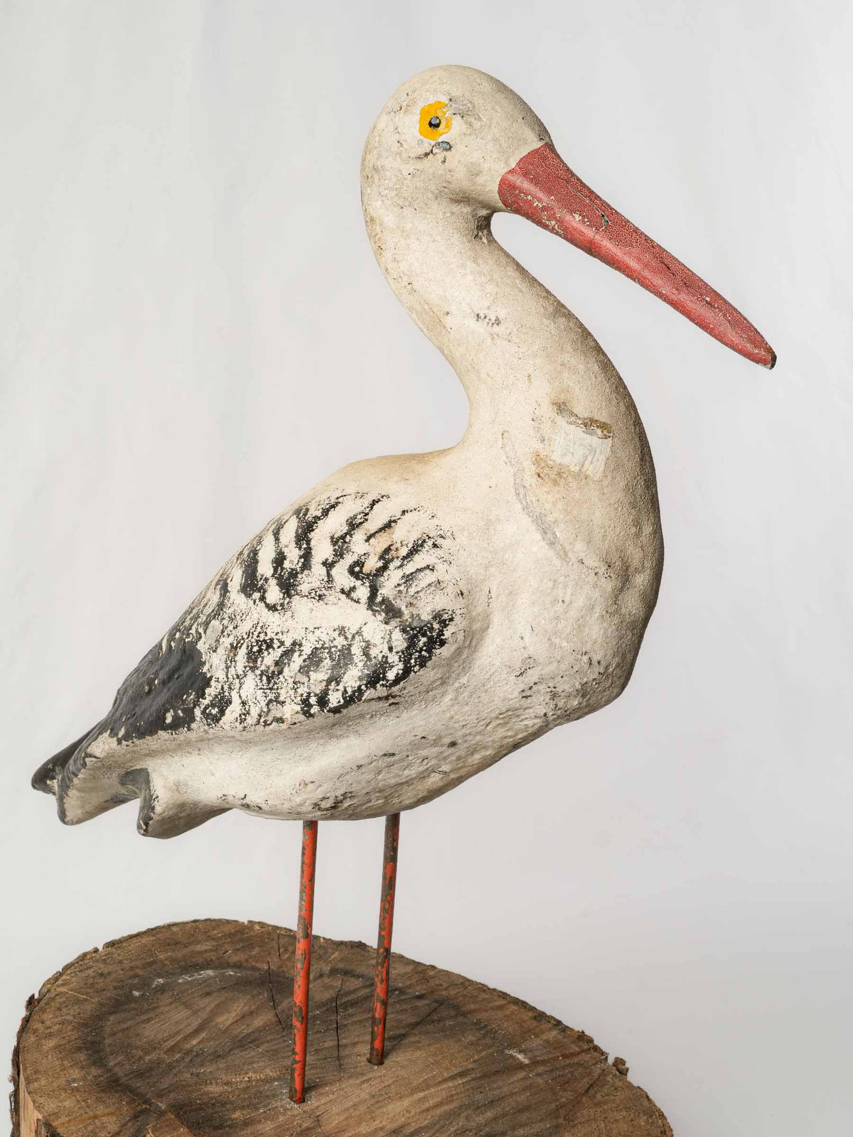 Hand-Painted Concrete Stork Ornament