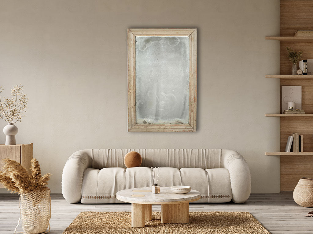 Romantic, faded green rustic mirror