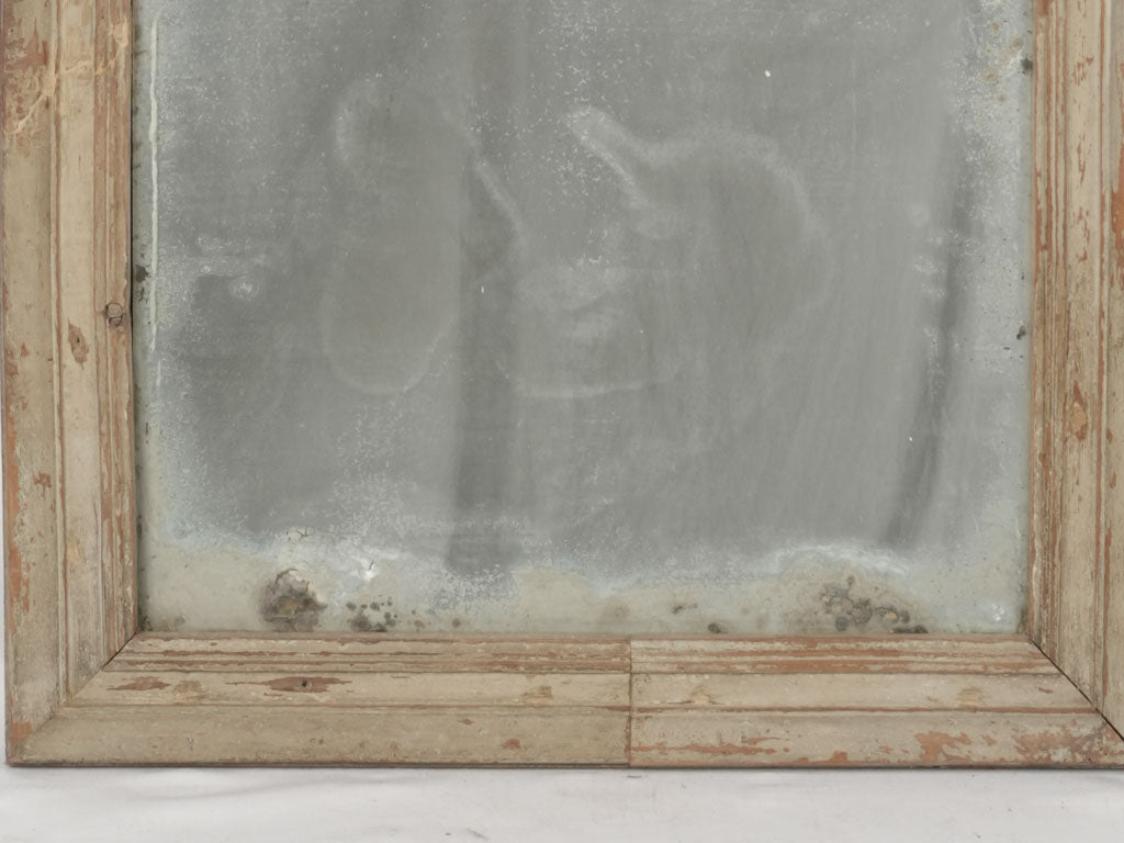 Antique, green patina oak mirror