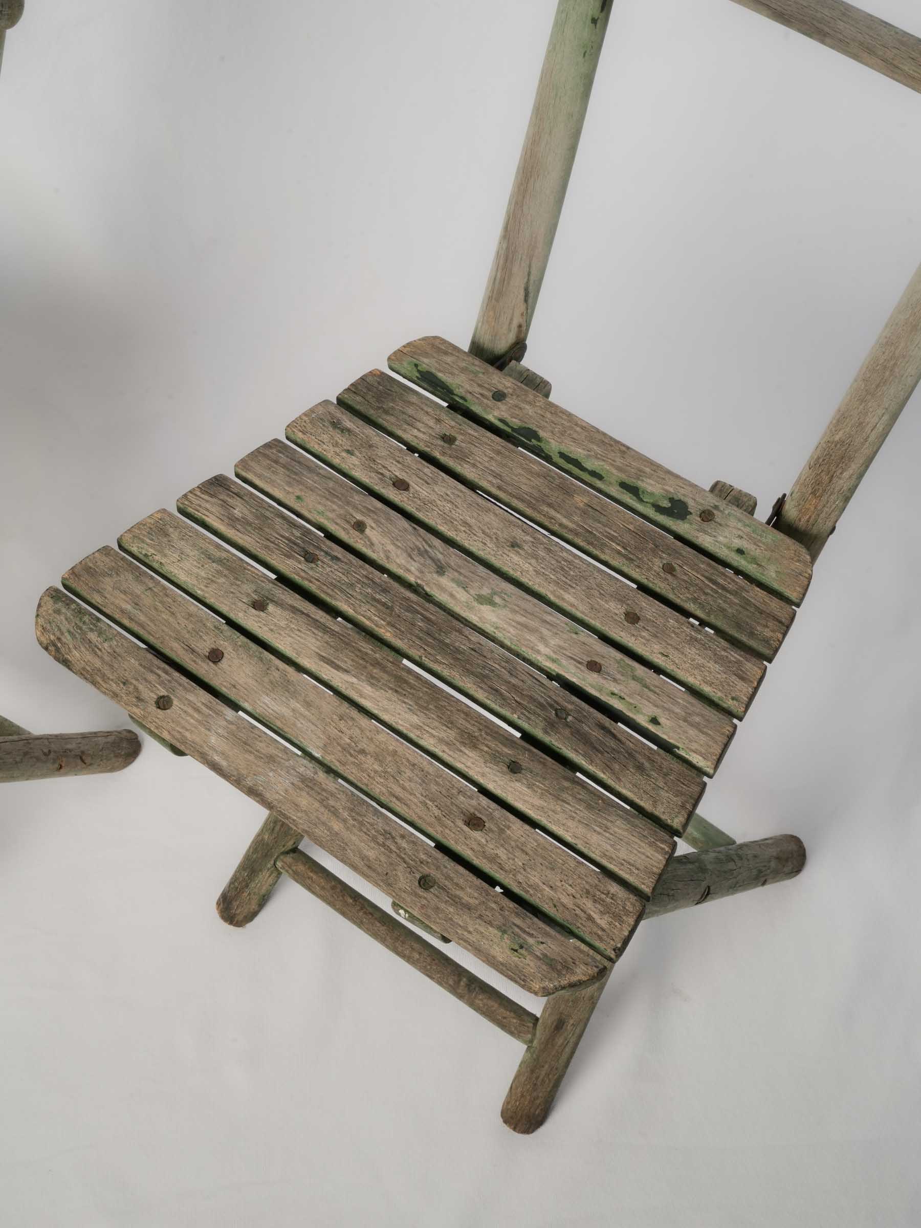 Timeworn oxidized screws garden chairs