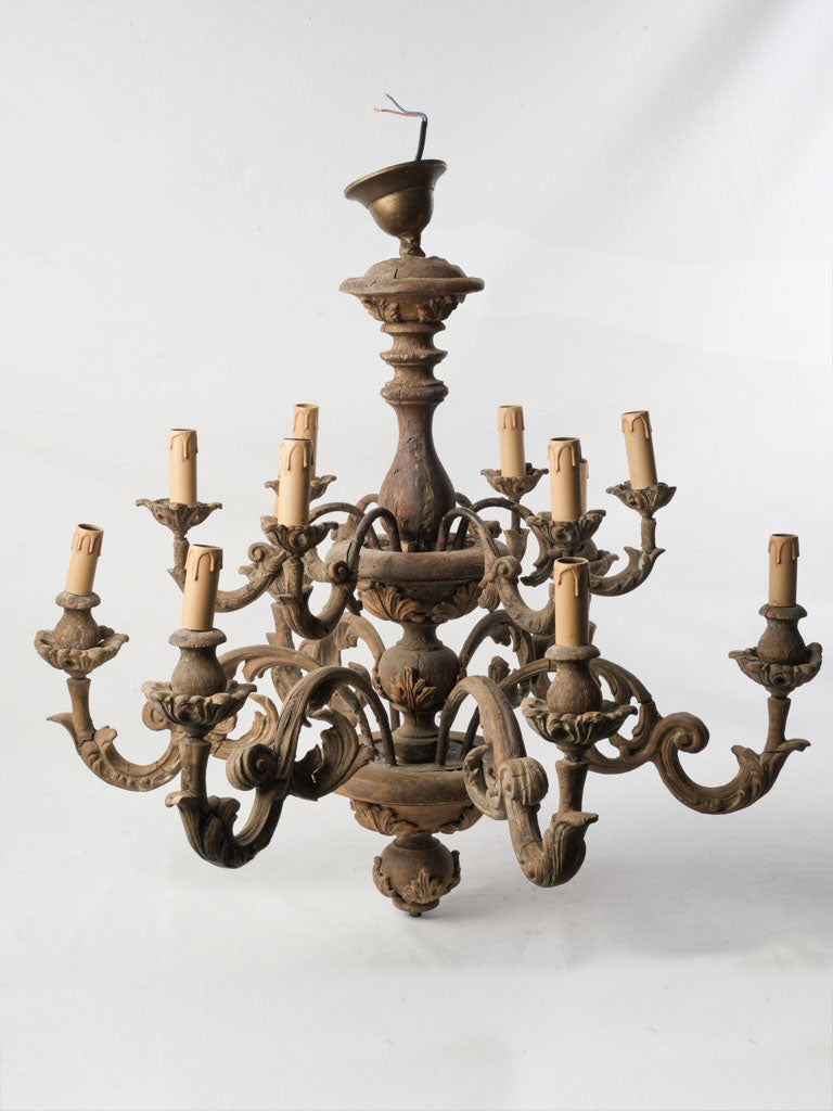 Rustic oak chandelier French antique