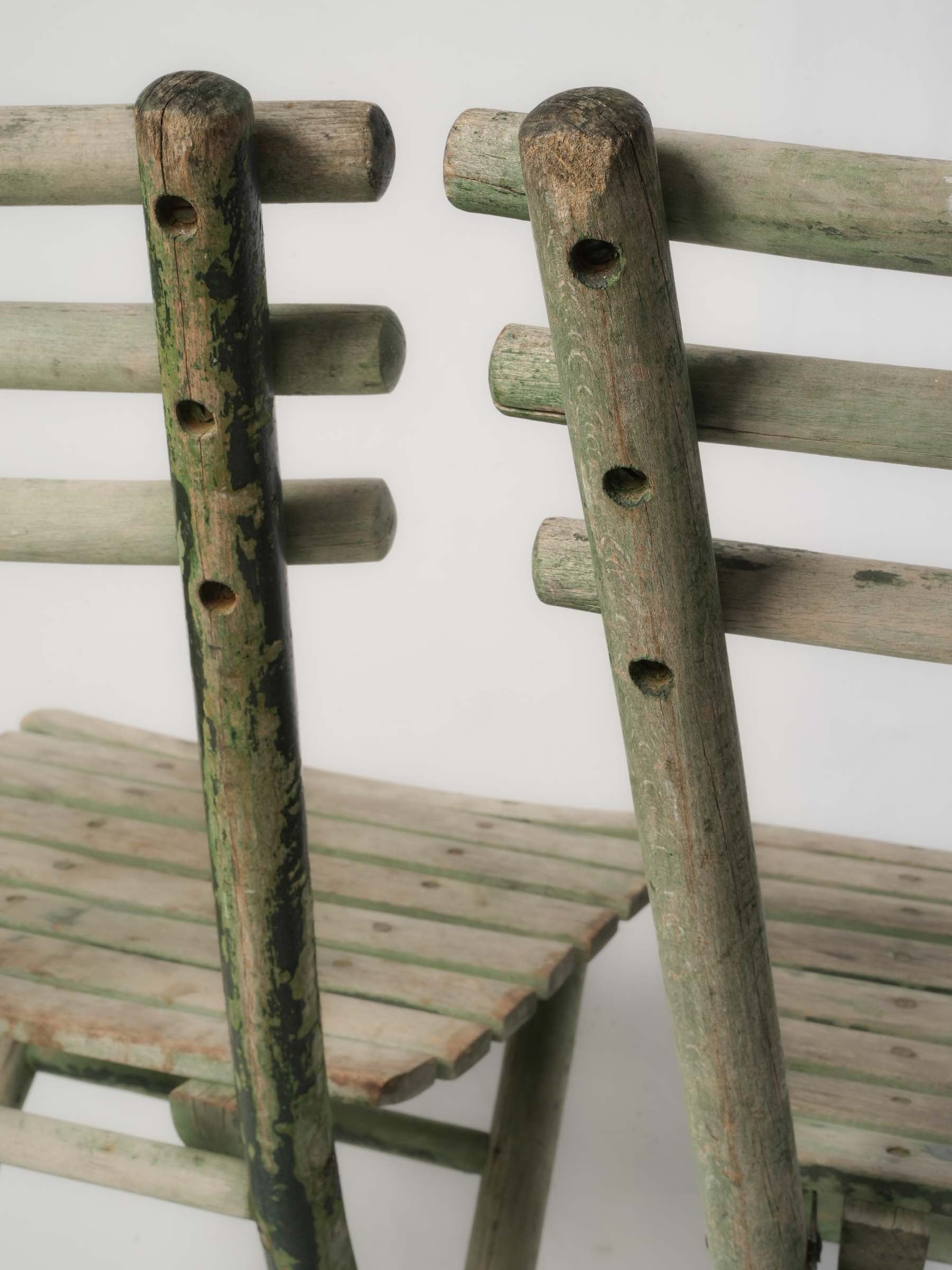 Softly faded paint Thonet chairs