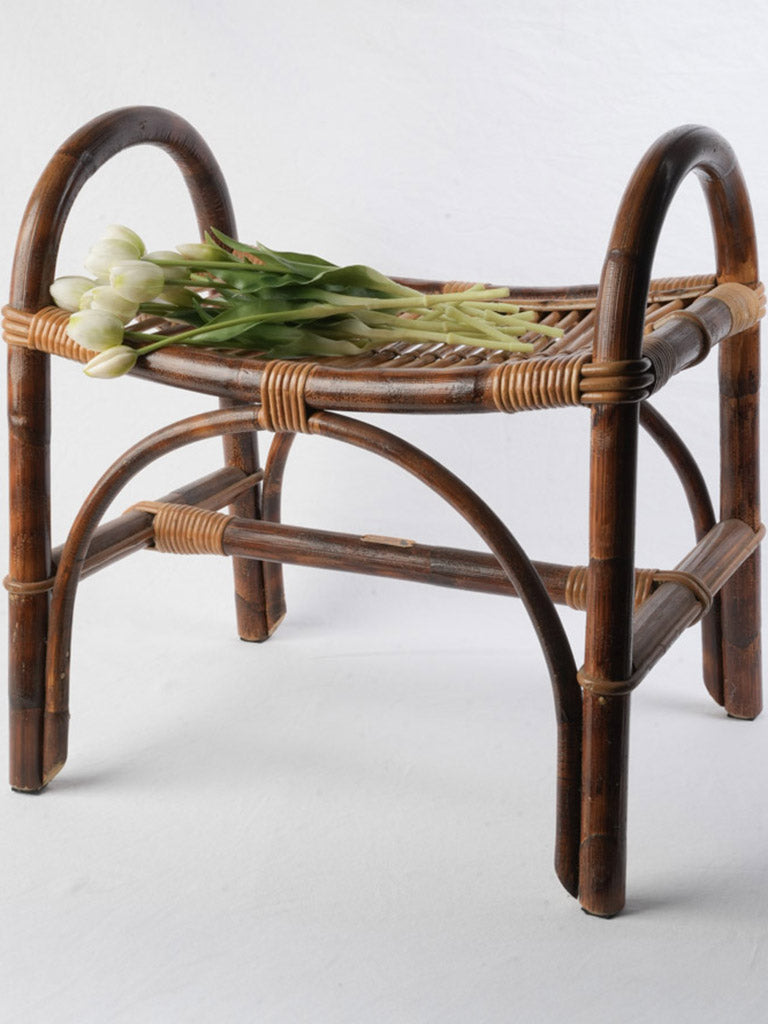 Mid 20th Century Bamboo And Rattan Bench Signed Audoux Minet - 23¼"