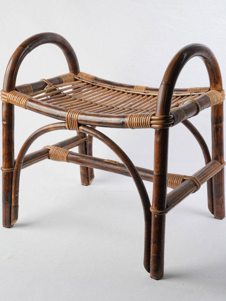 Mid-century Audoux-Minnet rattan bench