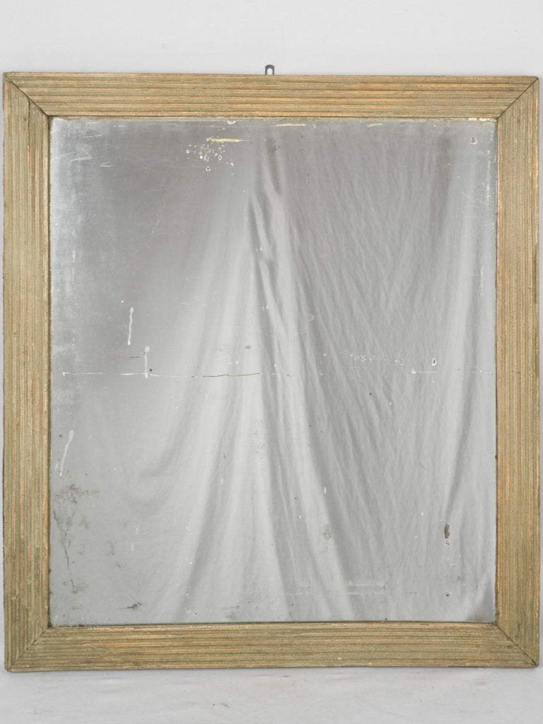 Antique French Ribbed Wood Mirror