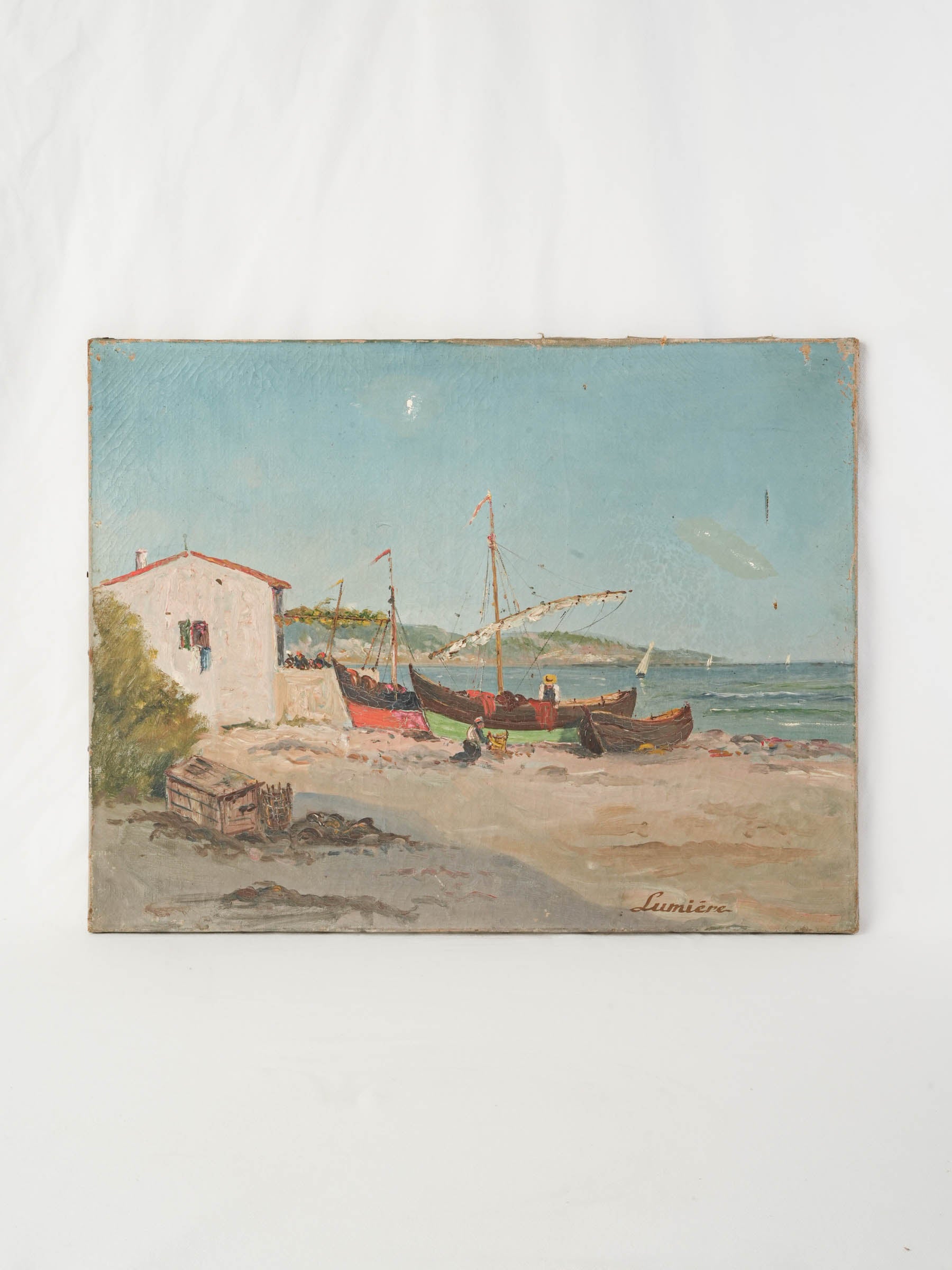 Timeworn Mediterranean oil painting