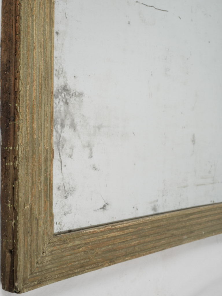 Aged Green Ribbed Frame Mirror