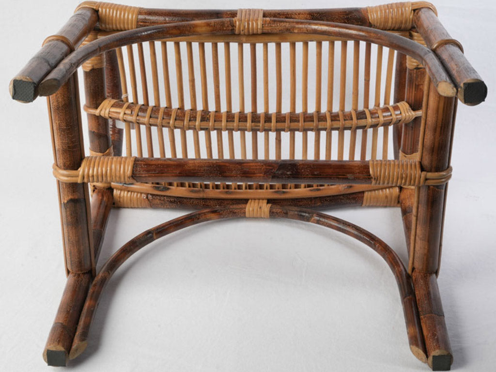 Compact versatile bamboo rattan bench