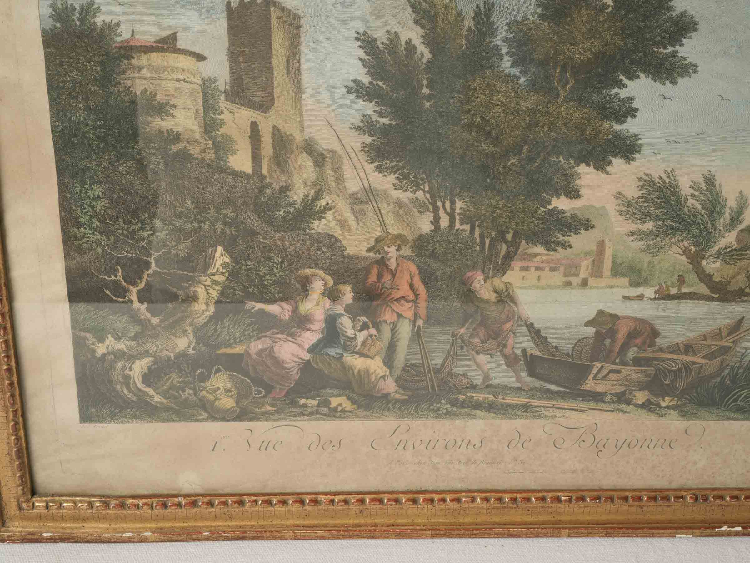 Pair of Framed French Hand-Colored Engravings after Claude Joseph Vernet, Late 18th Century - 16½" x 21¼"