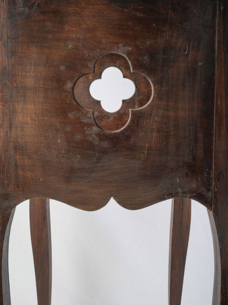 Quatrefoil cutout walnut nightstand