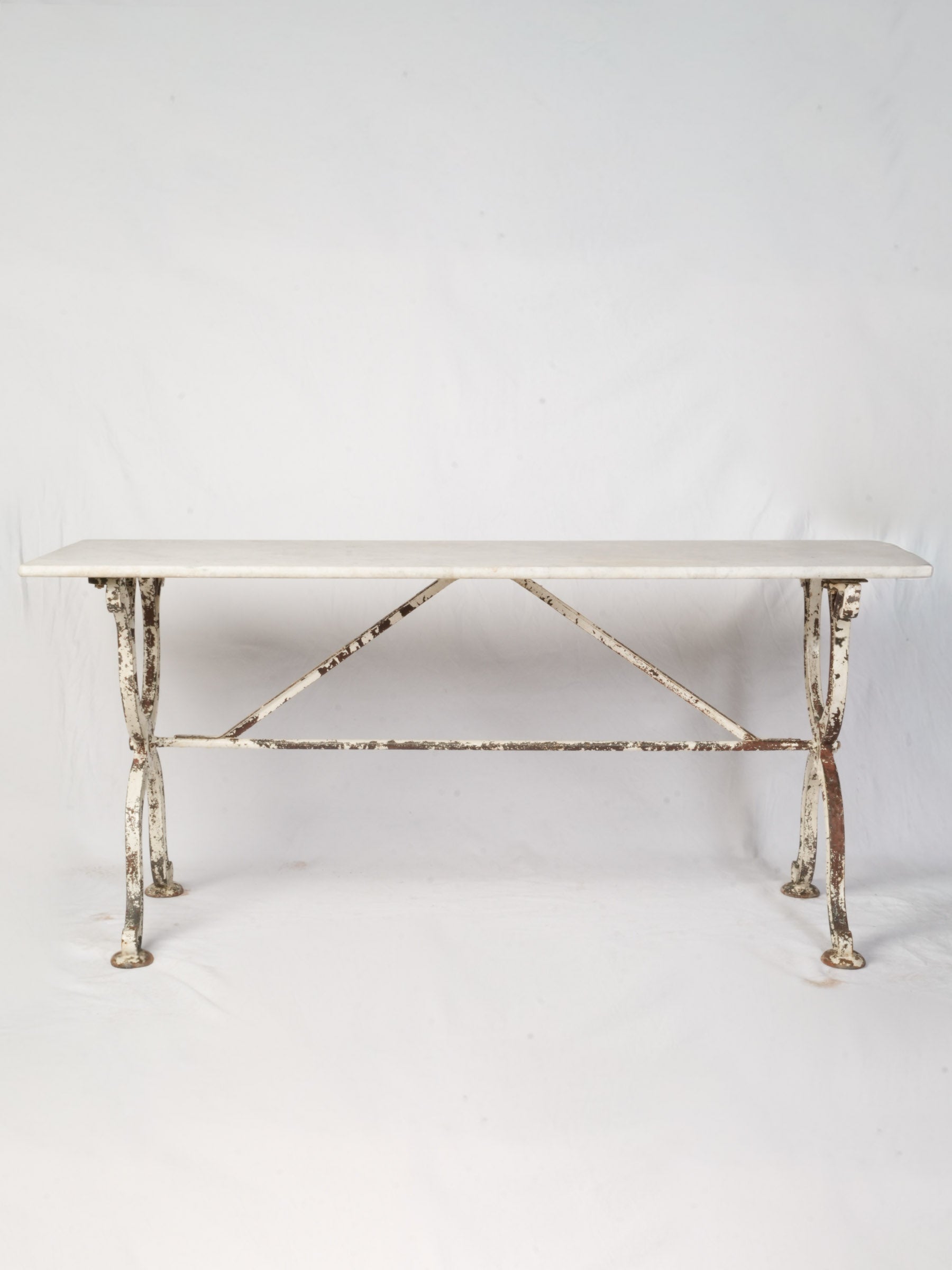 Striking French iron trestle table