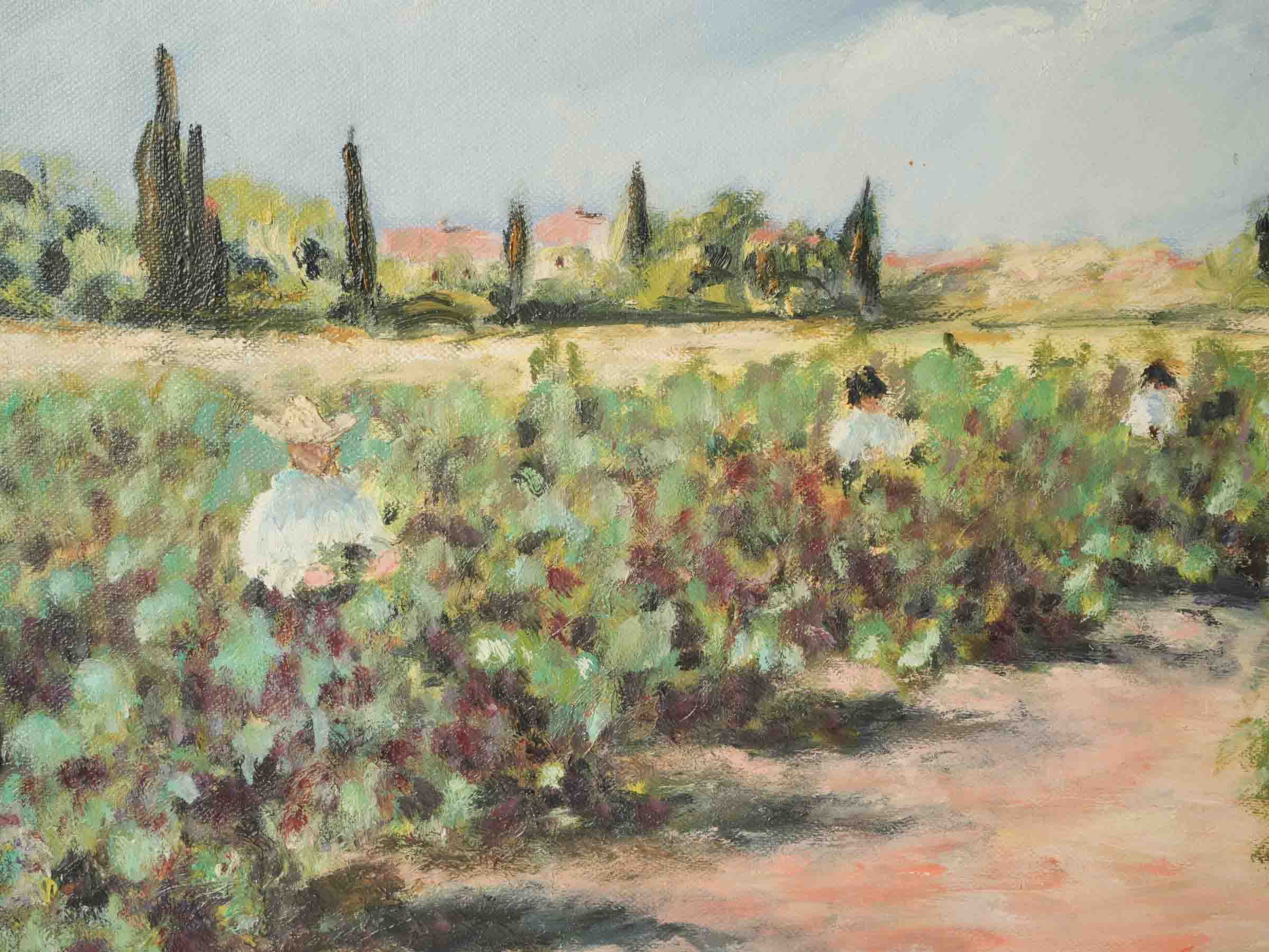 “Grape Harvest in the Languedoc” – Contemporary French Oil on Canvas - 14½" x 17¾"