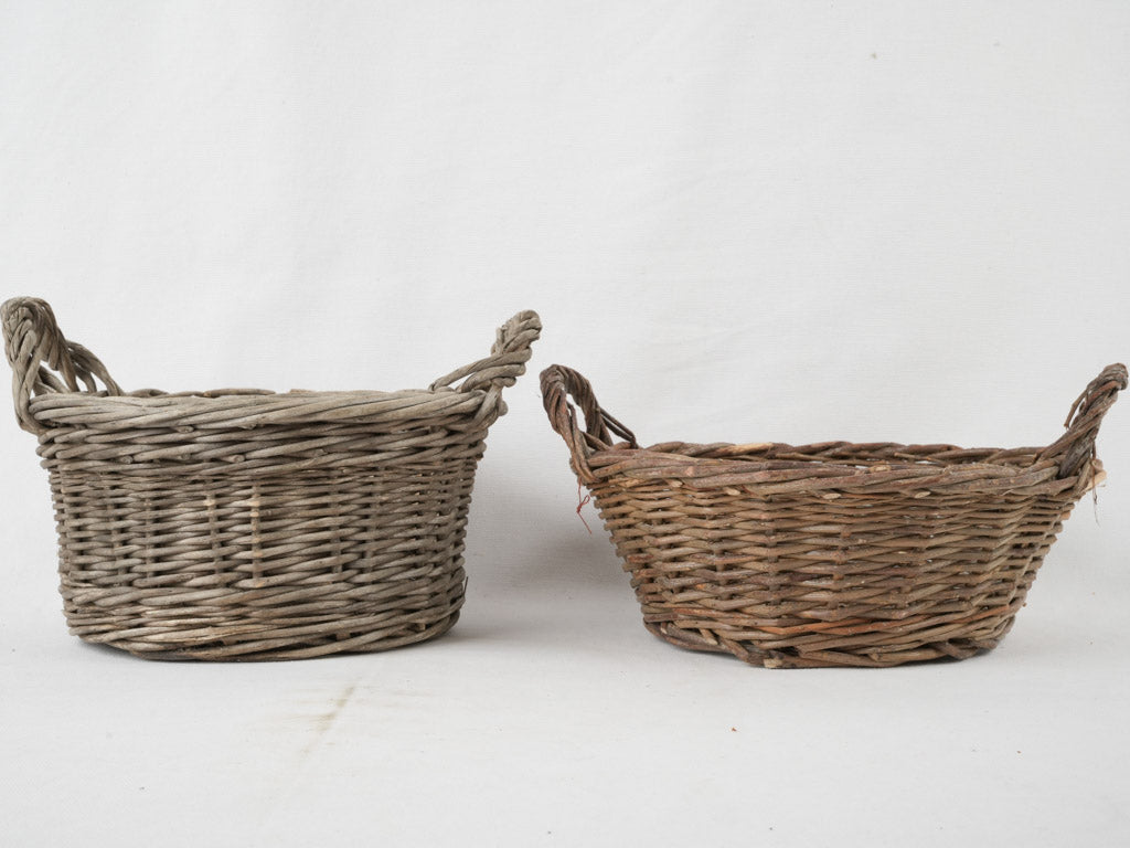 Authentic, aged wicker baskets