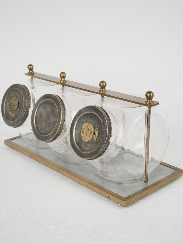 Antique lidded glass display jars