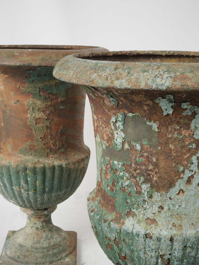 Weathered Medici urns, vintage decor