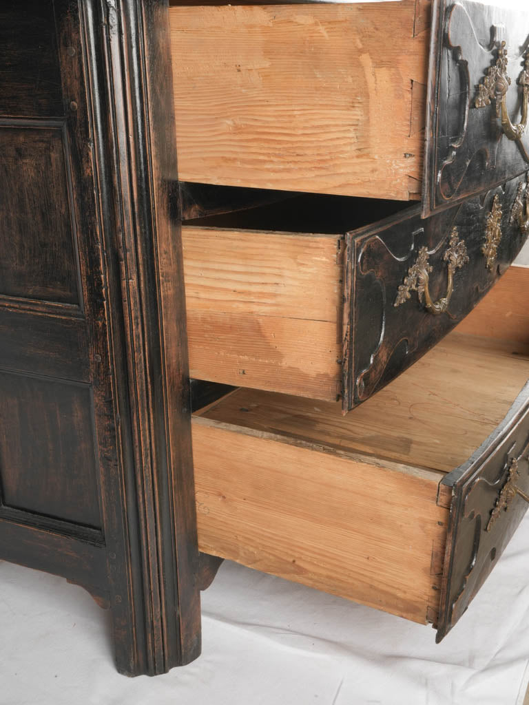 Louis XIV 3-drawer commode w/ black patina