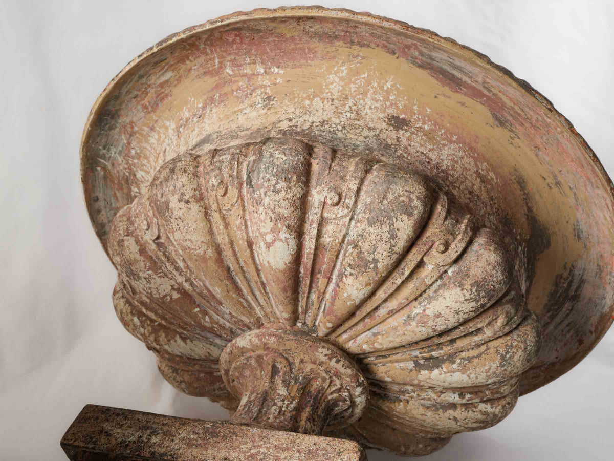 Unique oxidized pedestal urns
