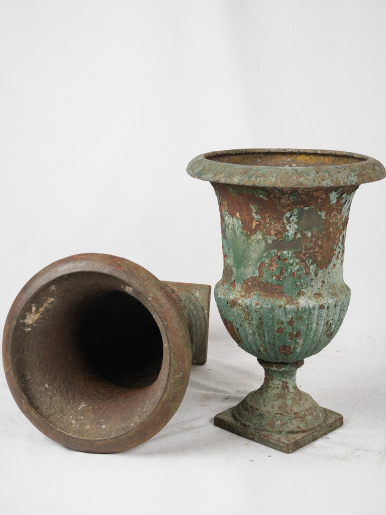 Vintage Medici urns, lovely patina