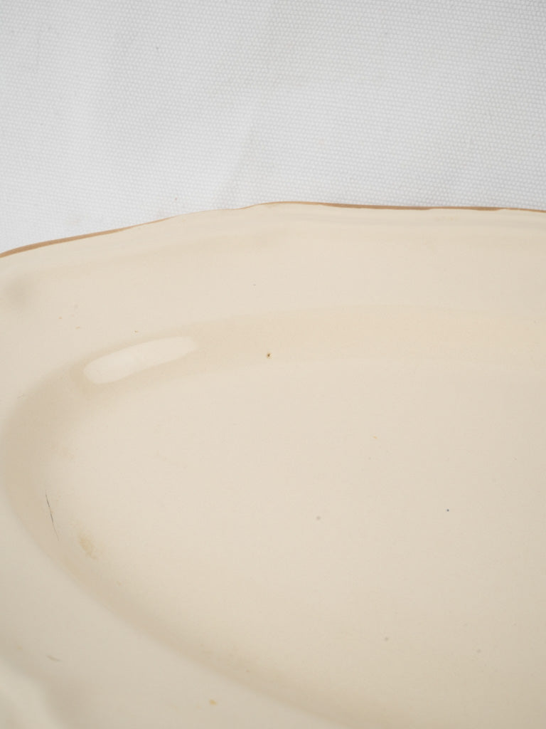 Rustic brown oval pottery tray
