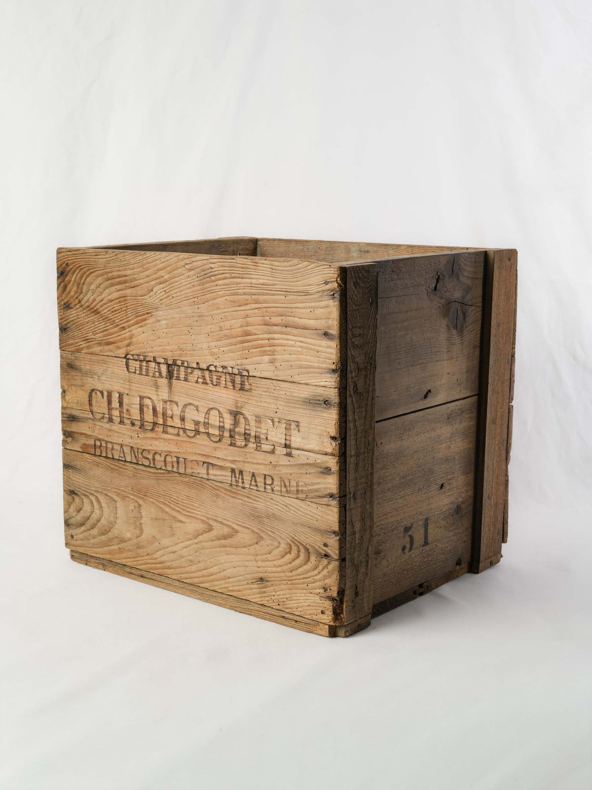 Weathered French Champagne crate decor