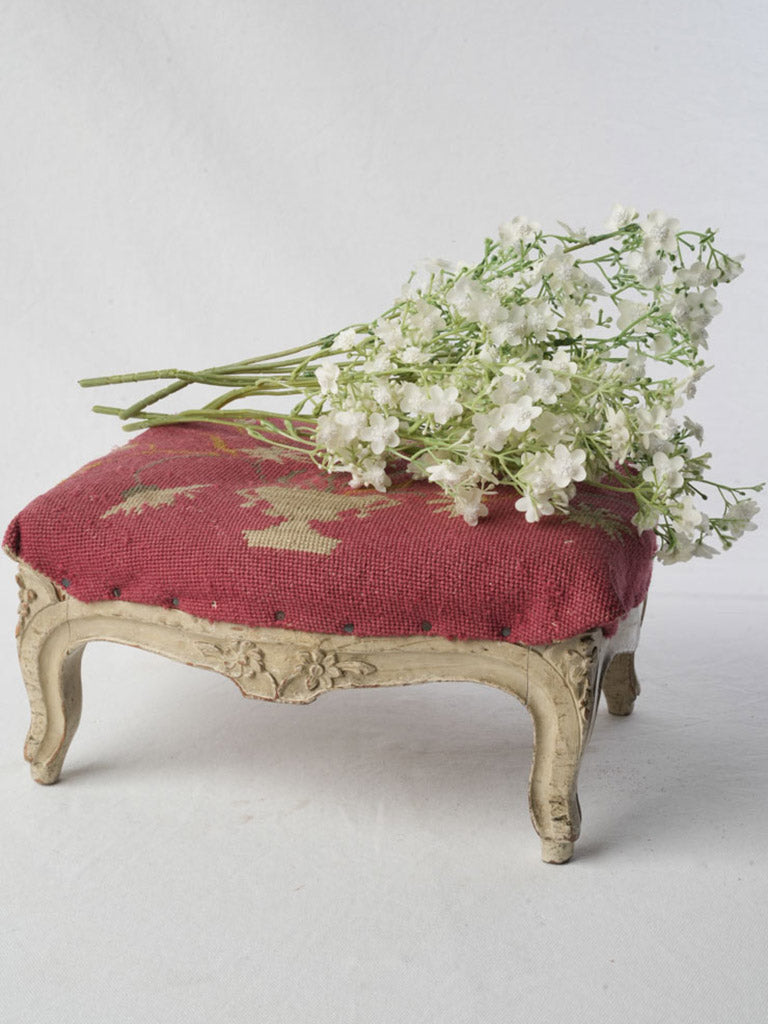 Vintage needlepoint upholstery stool