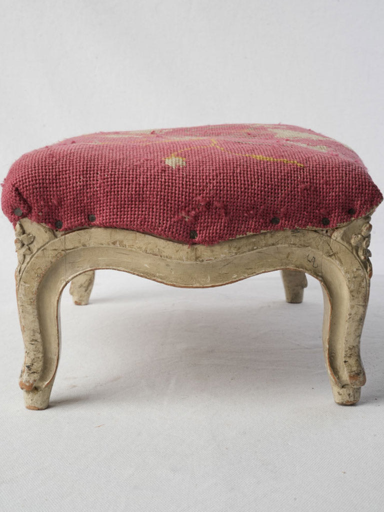 Patina aged wooden footstool