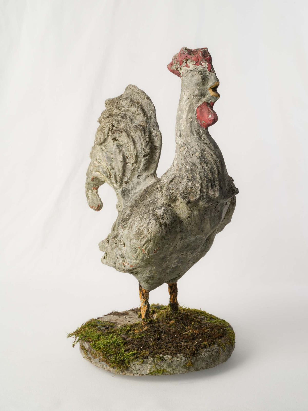 Rustic painted rooster sculpture