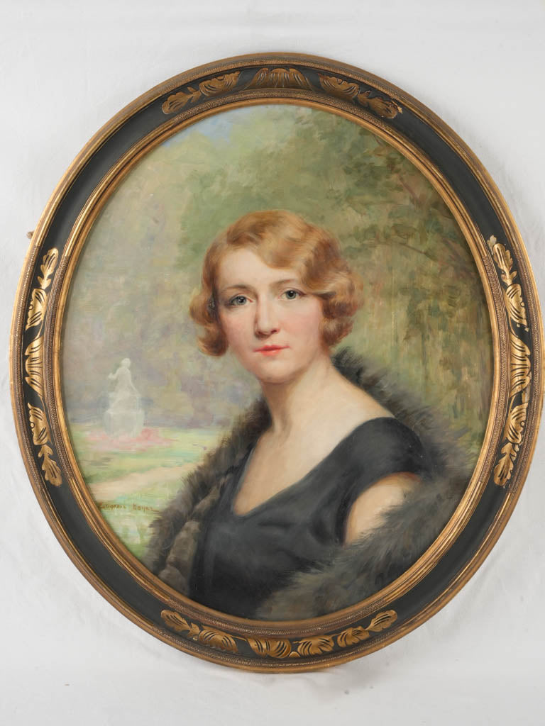 Antique French oil portrait painting