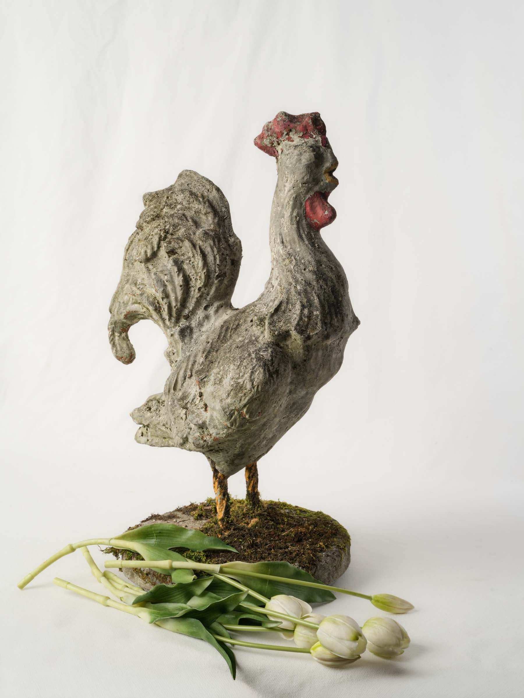 Vintage French concrete garden rooster