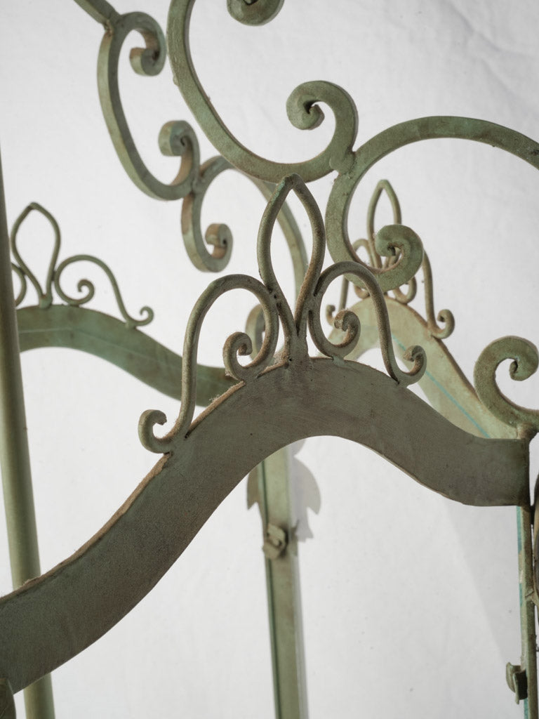 Sculptural Pair of Vintage Wrought Iron Lanterns in Sage Green - 44" x 20½"