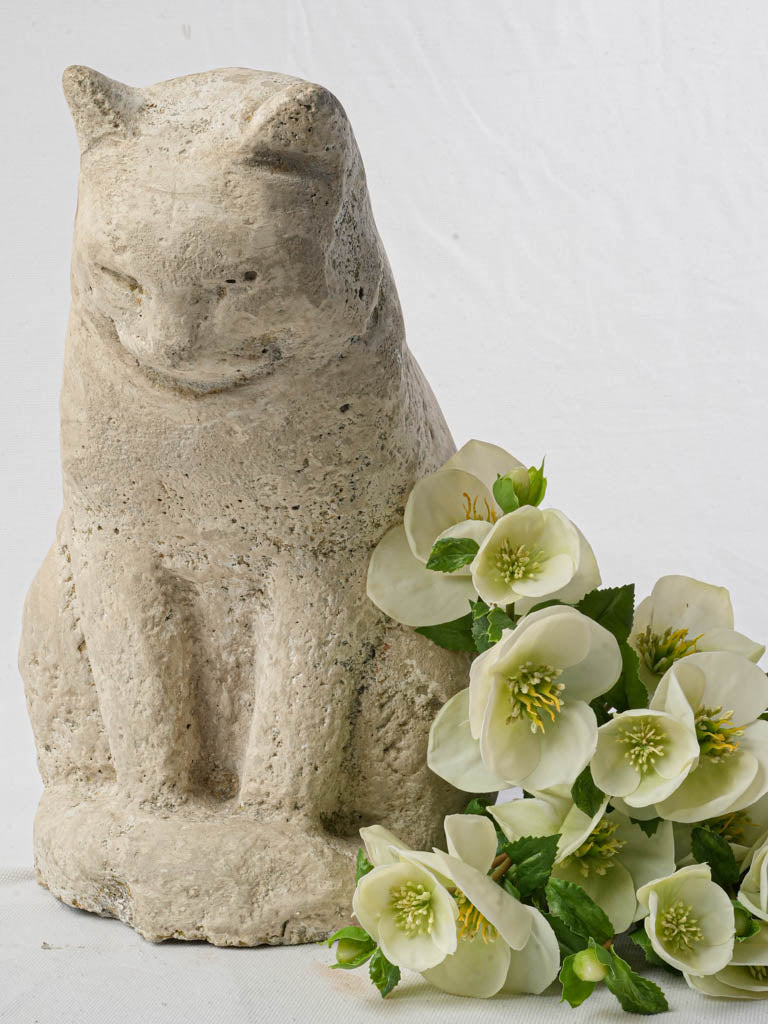 Antique reconstituted stone feline art