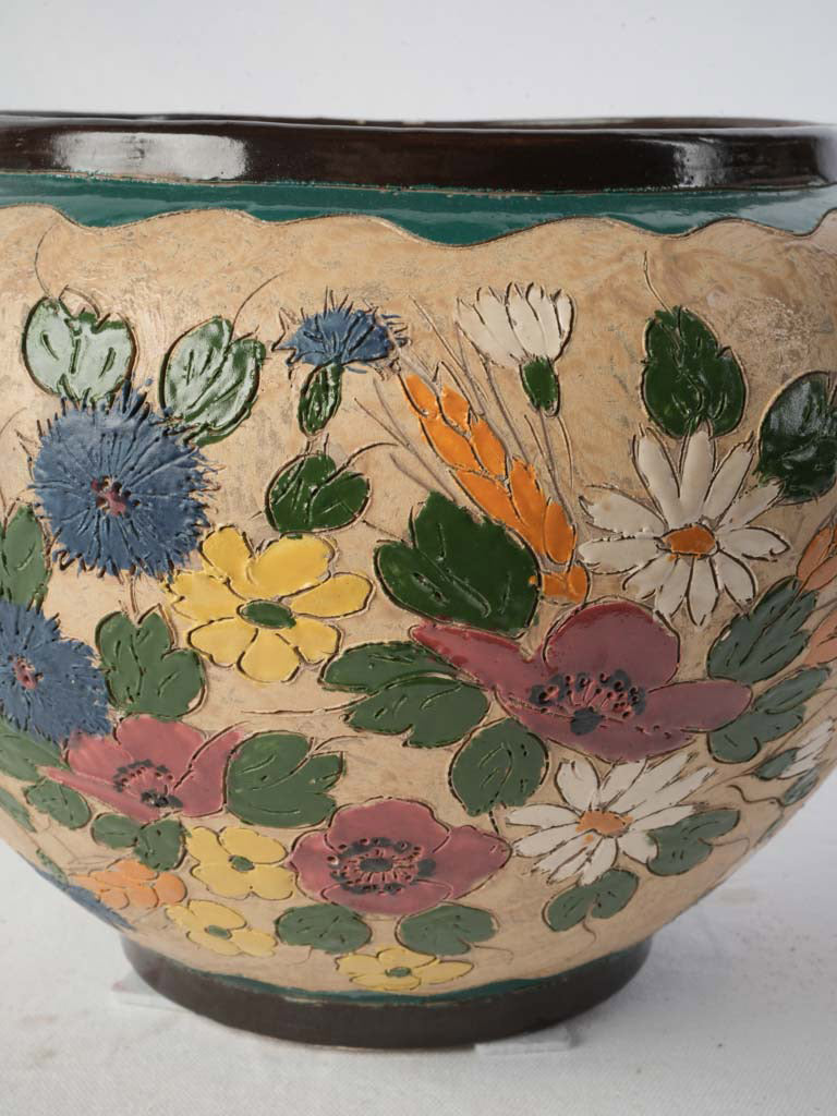 Detailed relief-decorated ceramic vessel