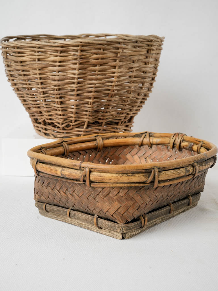 Vintage French rustic wicker baskets