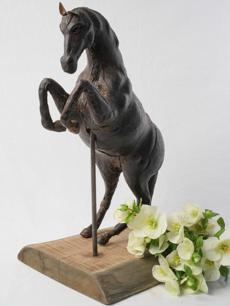 Antique French leather sculpture horse