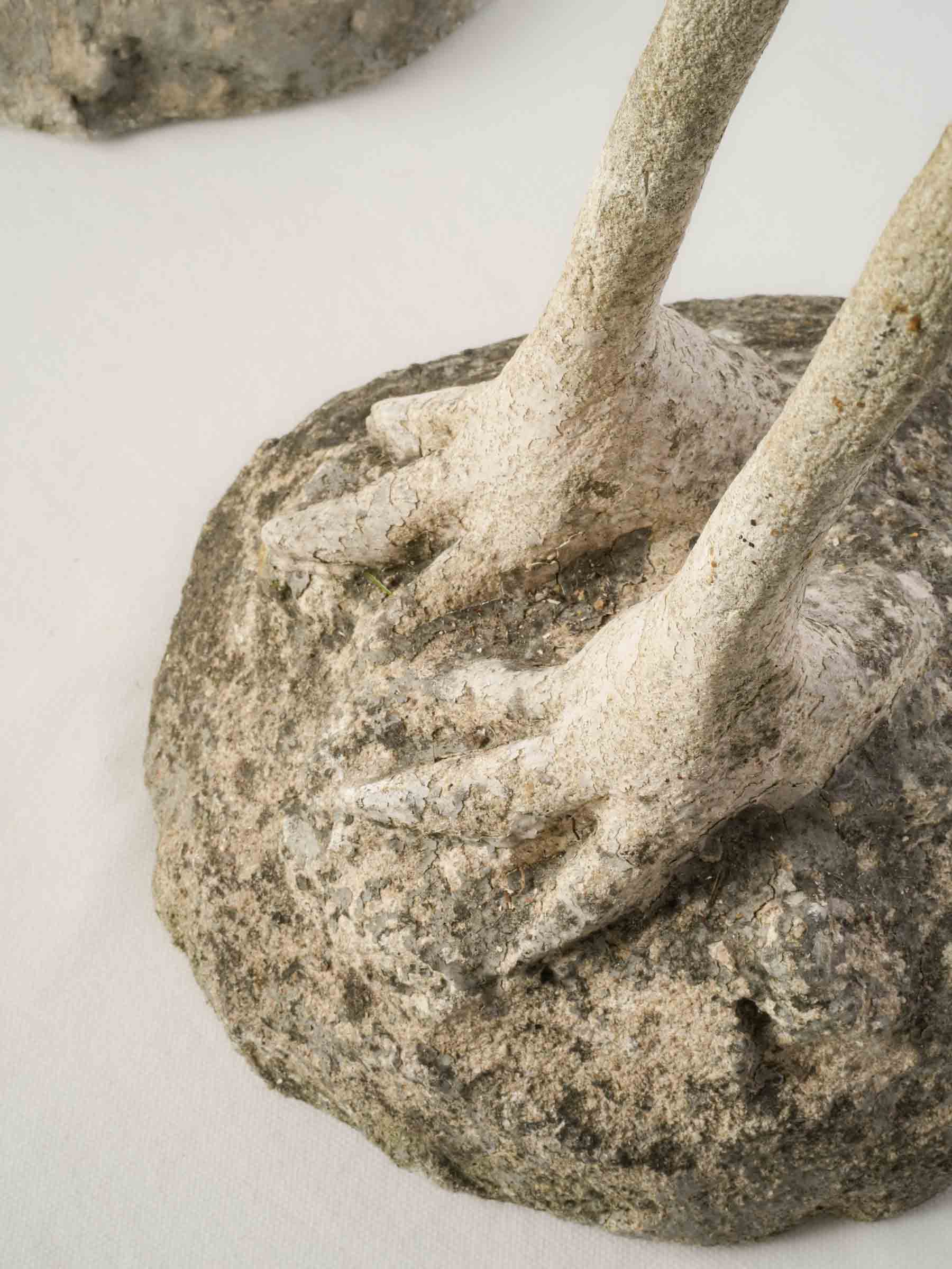 Pair of Tall Mid-Century French Concrete Flamingo Garden Statues