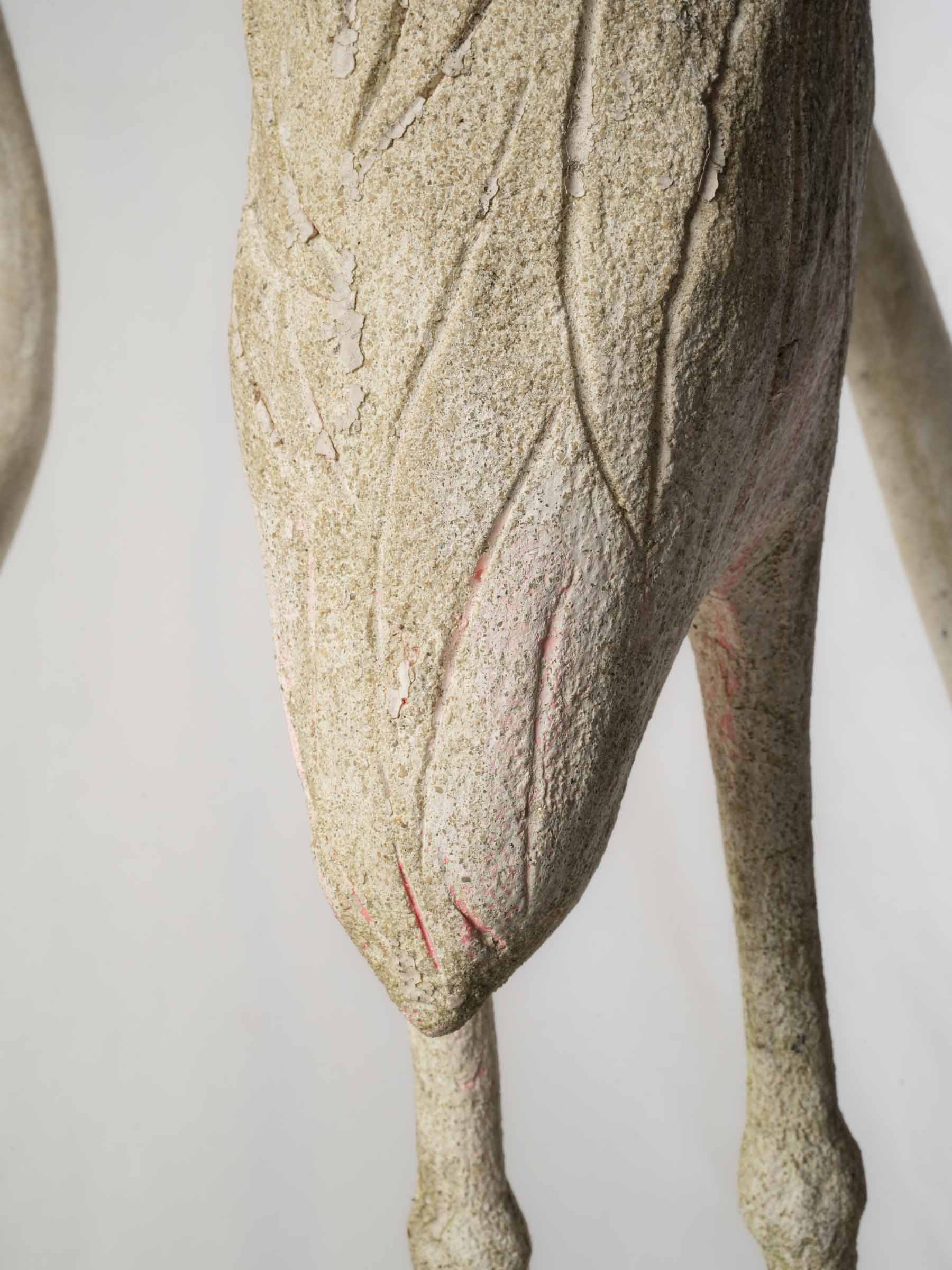 Pair of Tall Mid-Century French Concrete Flamingo Garden Statues