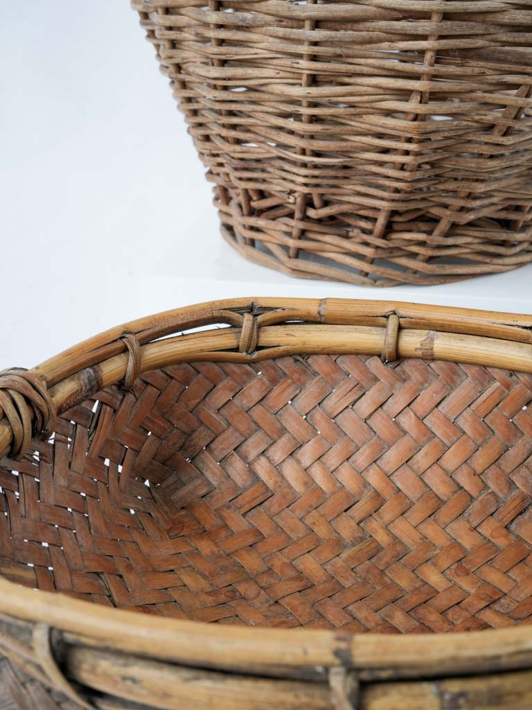 Provencal vintage woven farmhouse baskets