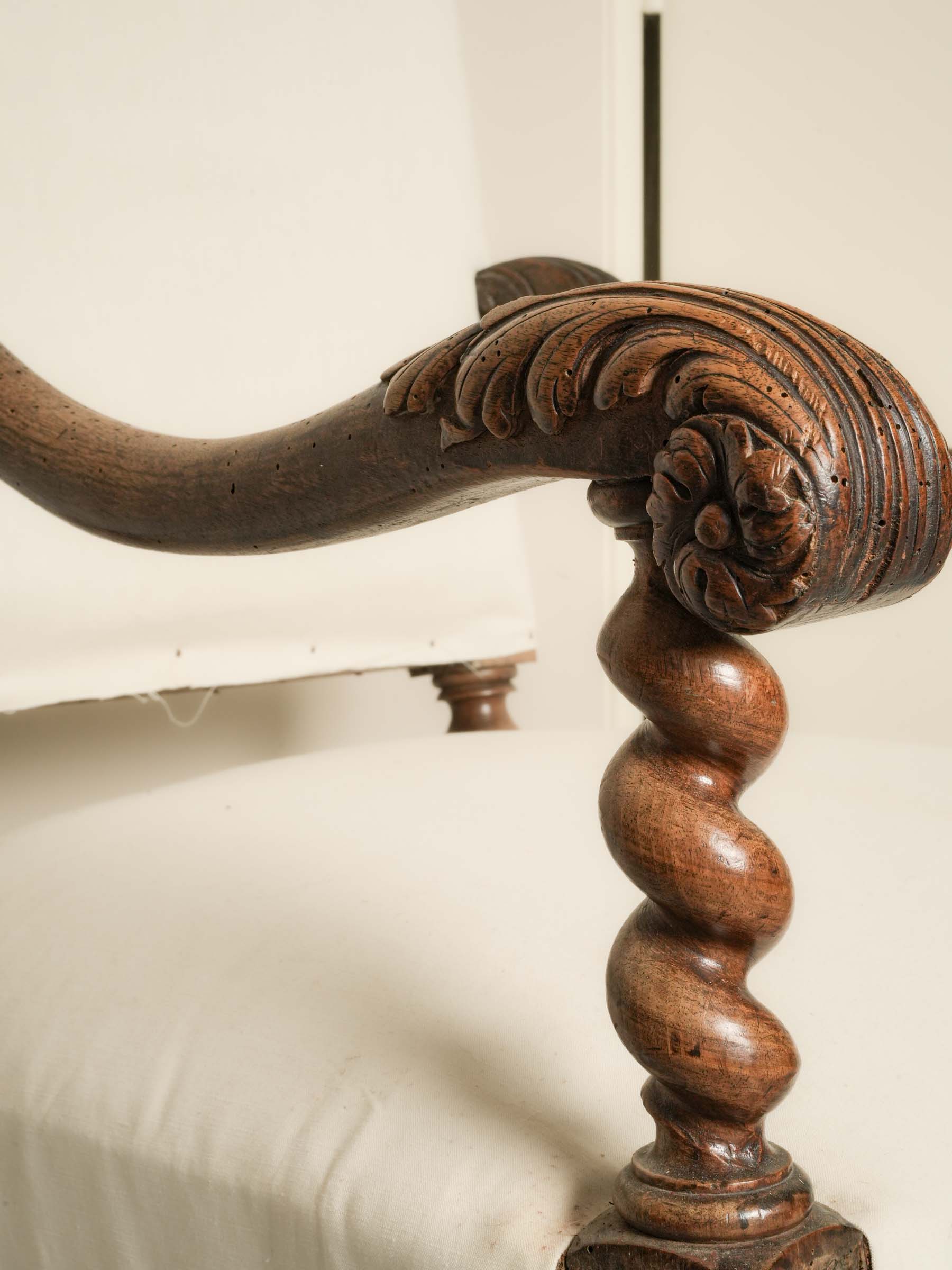 Antique French Louis XIII-Style Armchair, Ready to Upholster